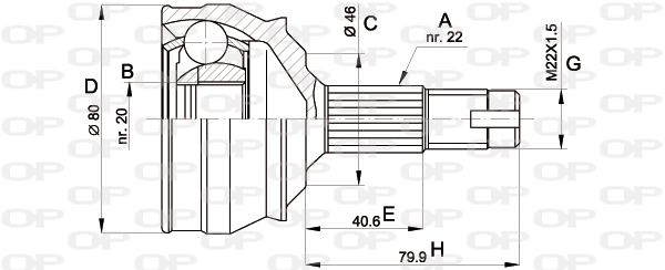 OPEN PARTS Шарнирный комплект, приводной вал CVJ5011.10